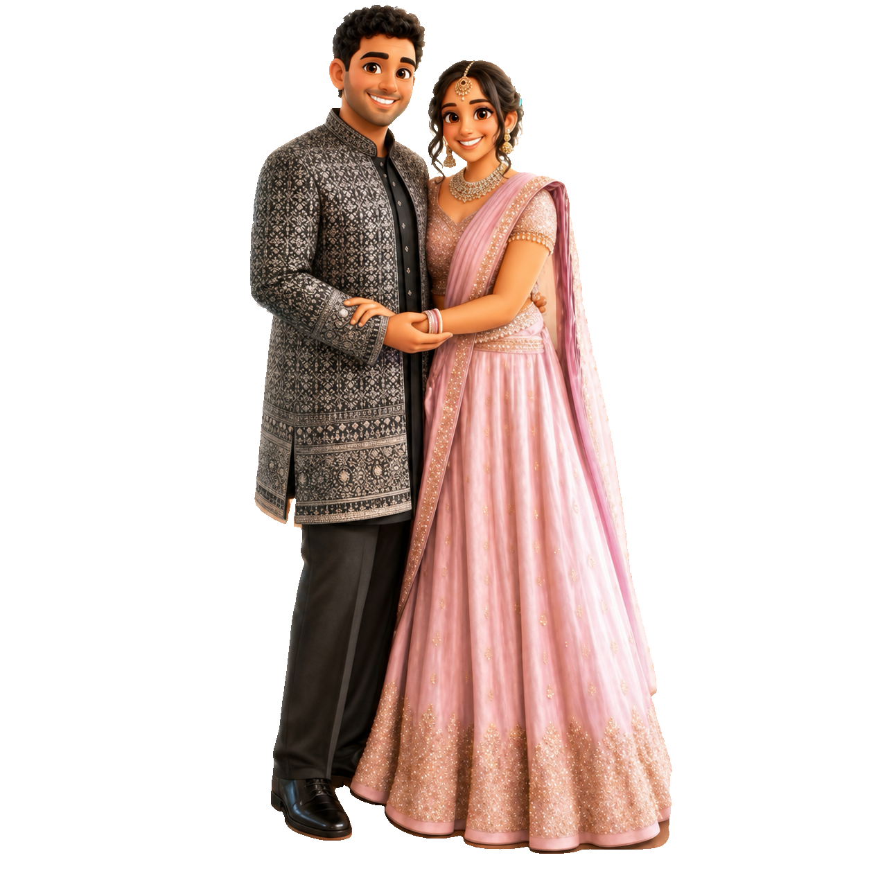 Supraja and Anirudh in wedding attire